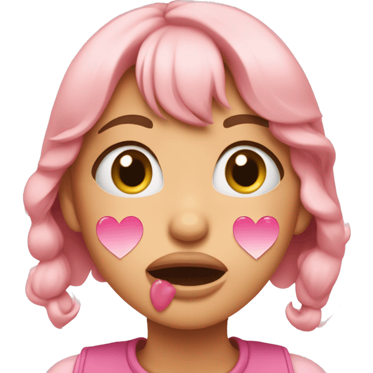 girl salivating with eyes in pink hearts emoji