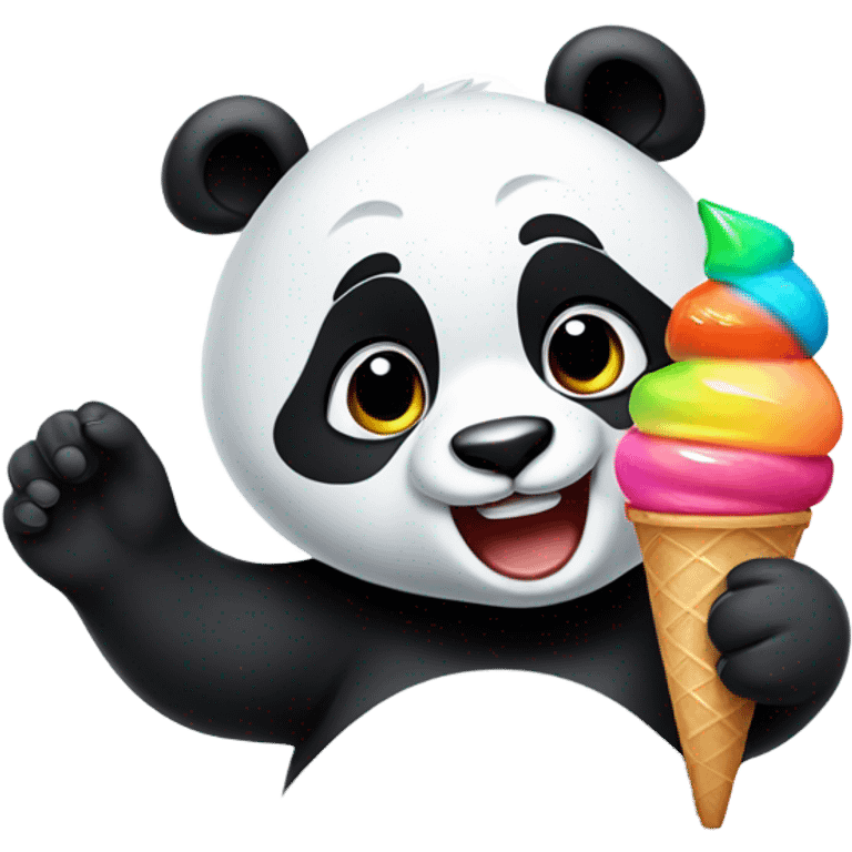 Panda eating ice cream emoji