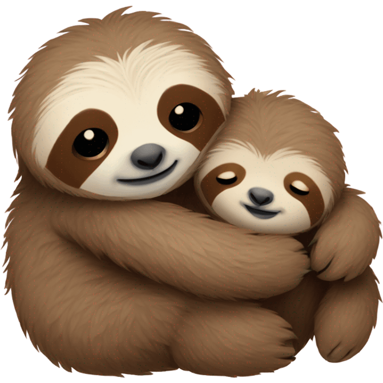 Baby sloth hugging a teddy bear emoji