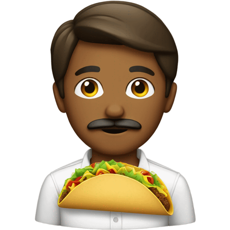 young man with mustache dressed as a taco emoji