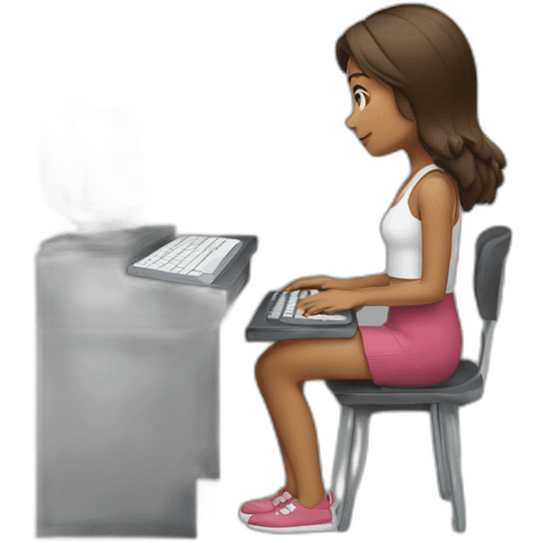 girl typing on computer emoji