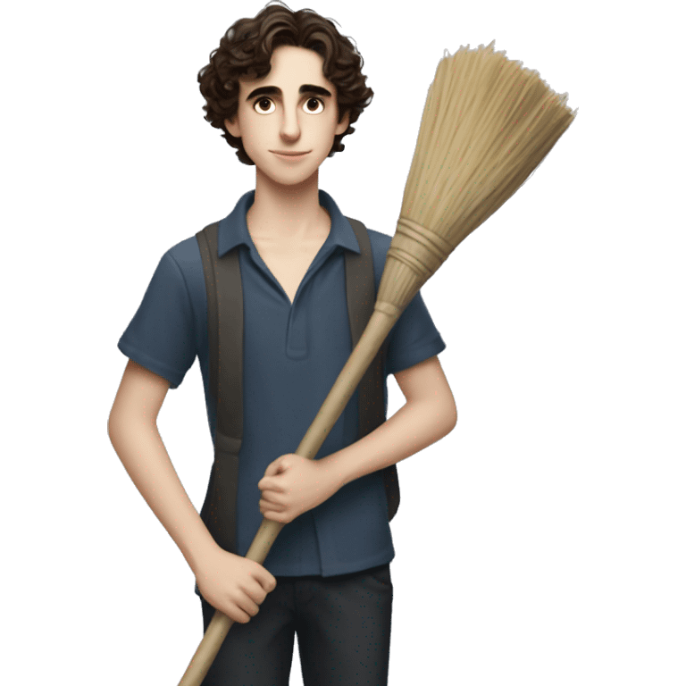 Timothy chalamet holding a broom emoji