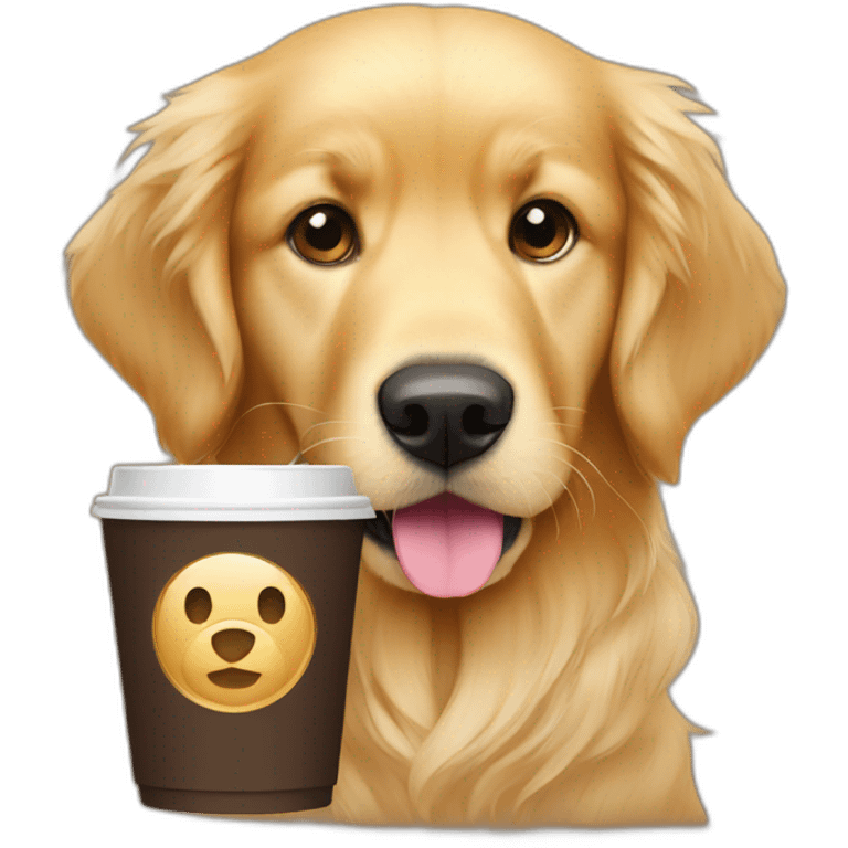 Golden Retriever with a coffee cup  emoji