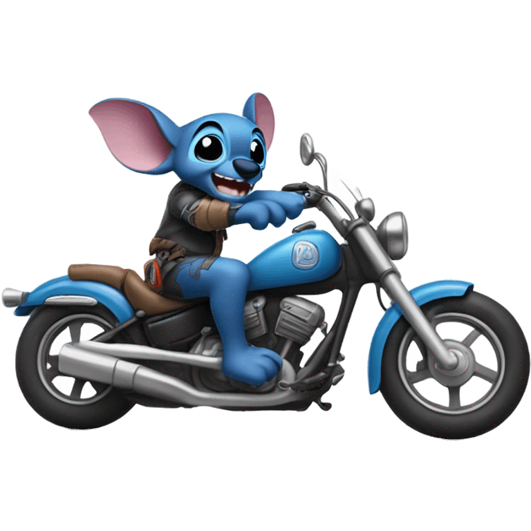 Stitch on motorcycle  emoji