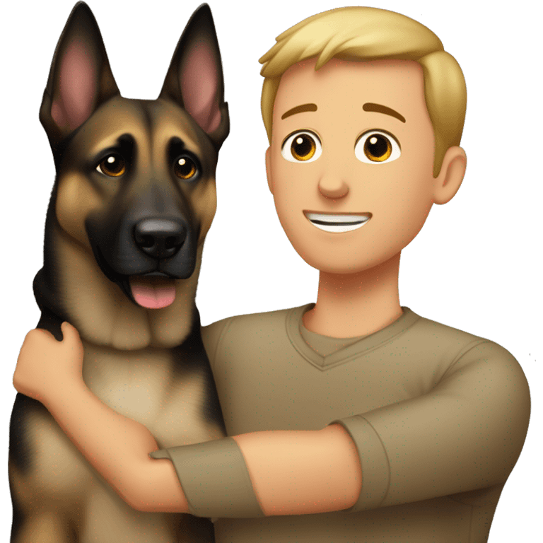 garçon calin a un malinois emoji