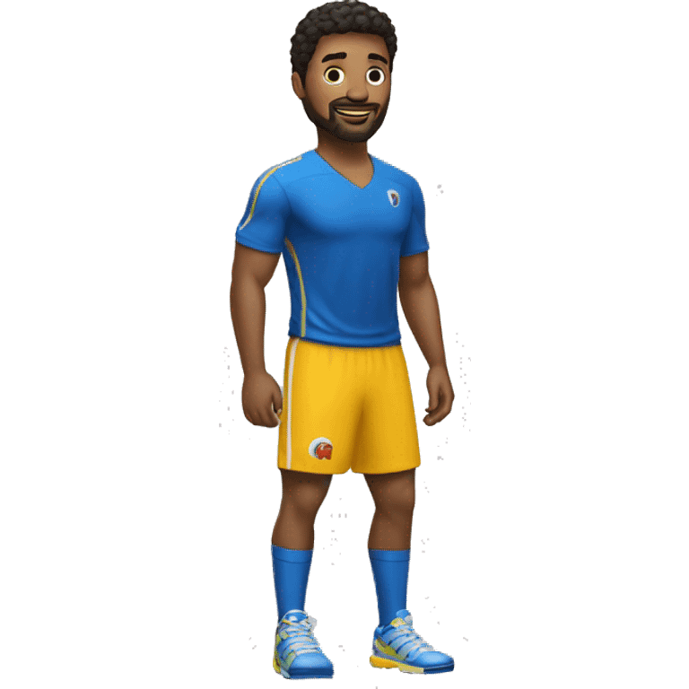 Crie um emojis de um personagem moreno com cavanhaque vestido de esporte fino emoji