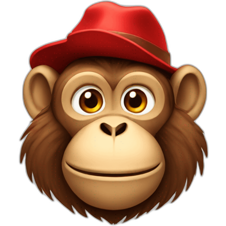 Cool Monkey with warm red hat emoji