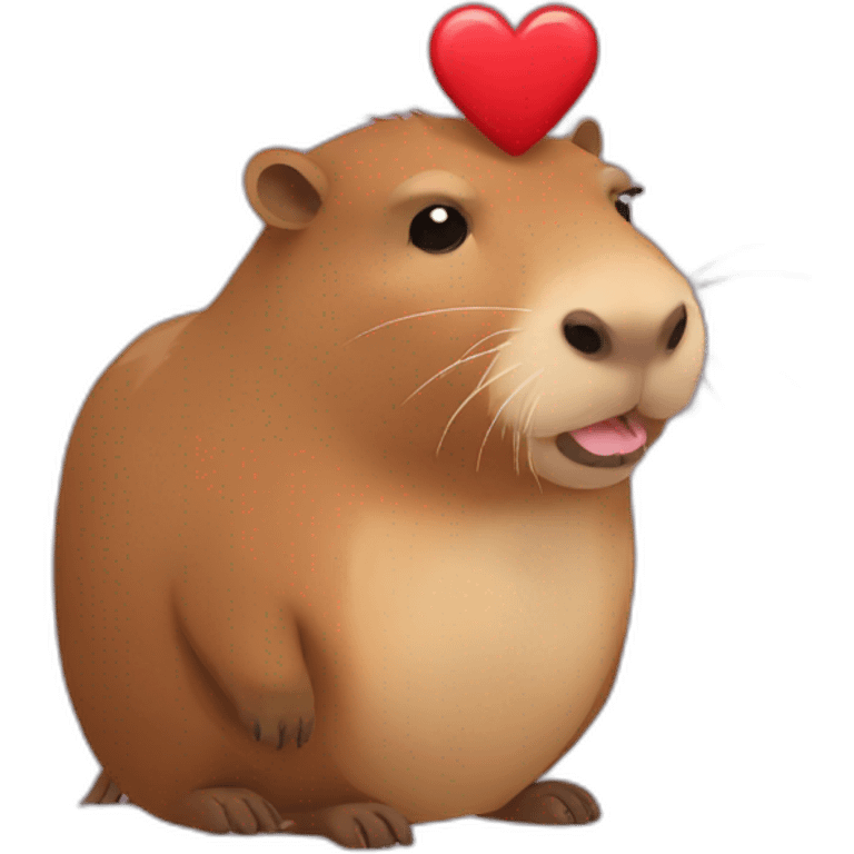 capybara holding a heart emoji