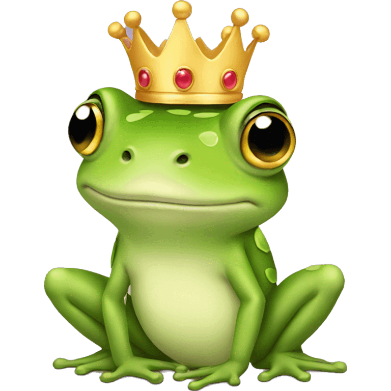 little cute prince frog with crown emoji