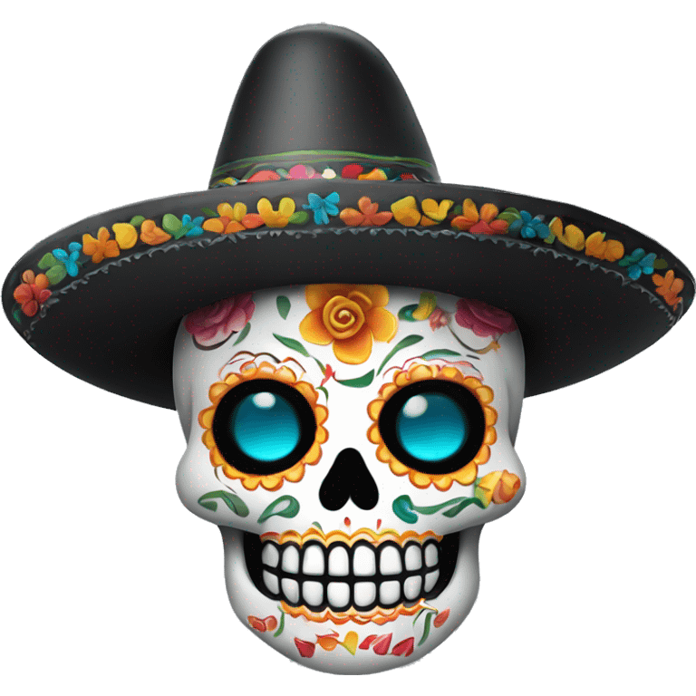 Day of the dead skull with sombrero  emoji