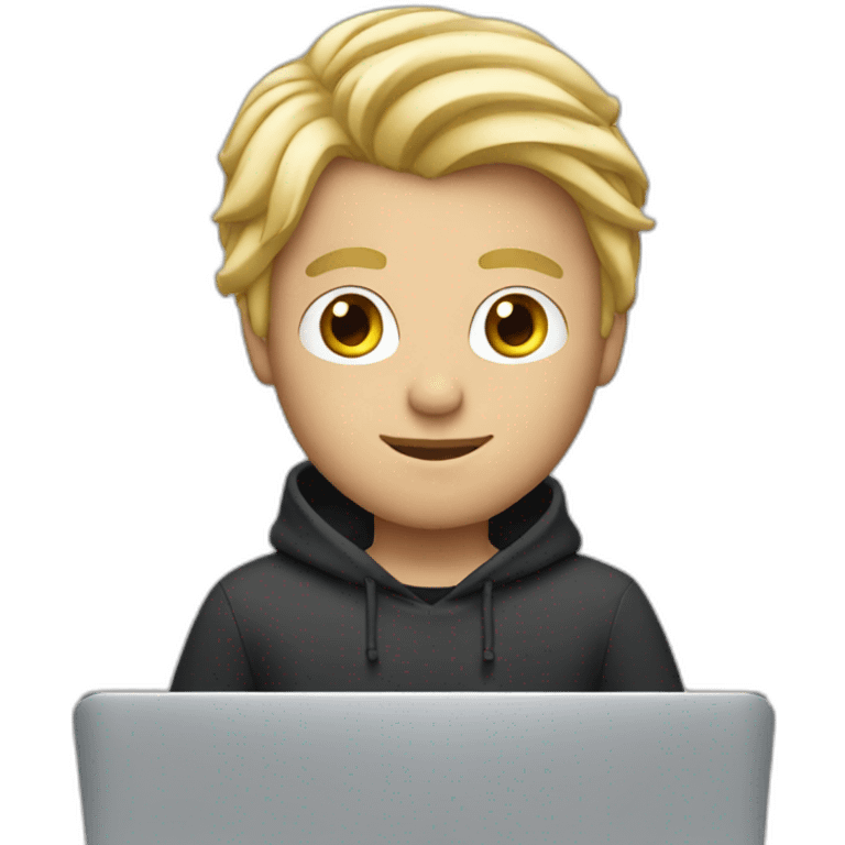 blonde guy with a mac book pro emoji