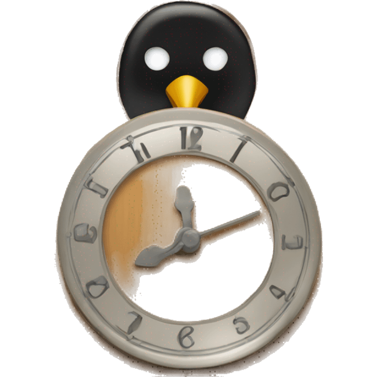 Cuckoo clock with bird sticking out emoji