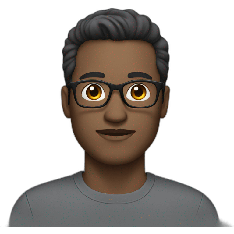 white man with black glasses and dark brown hair wearing a basic grey shirt emoji