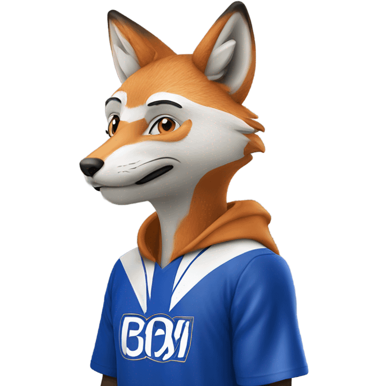 Leceister football supporter with fox on shoulder emoji