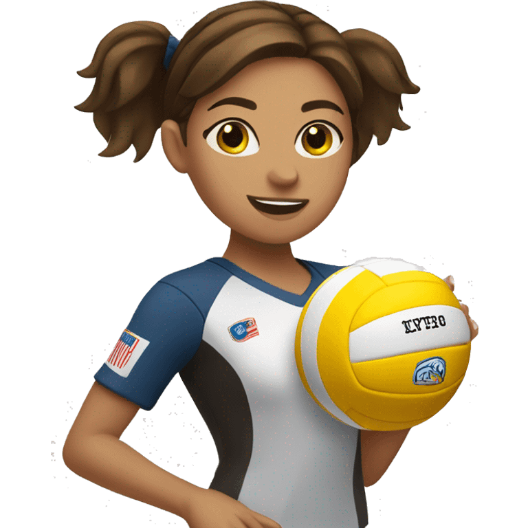 girl with brown hair playing volleyball emoji