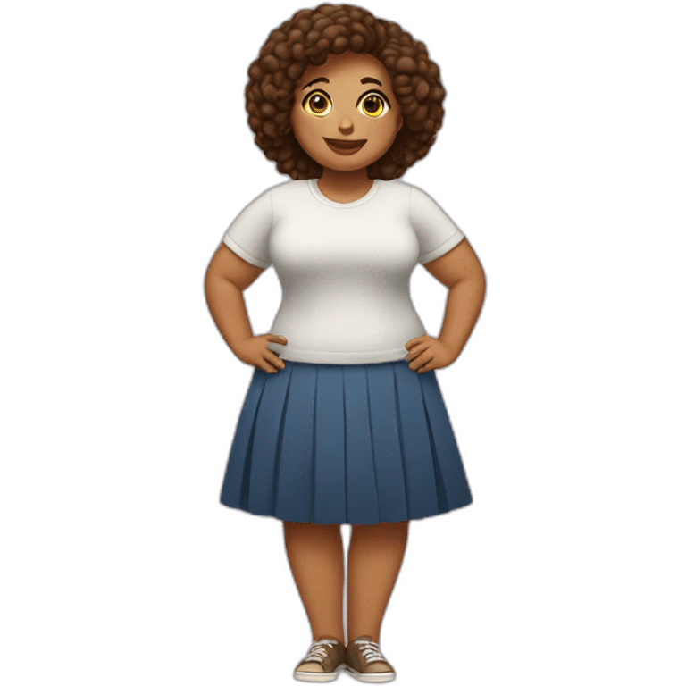 Full body Curvy girl in skirt lifts her leg emoji