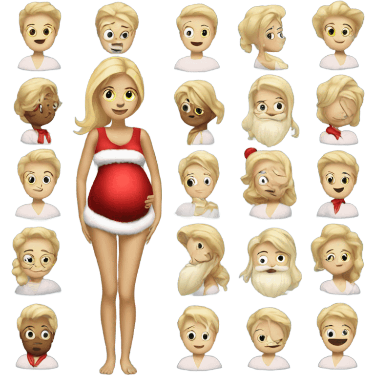 blonde pregnant woman with santa emoji