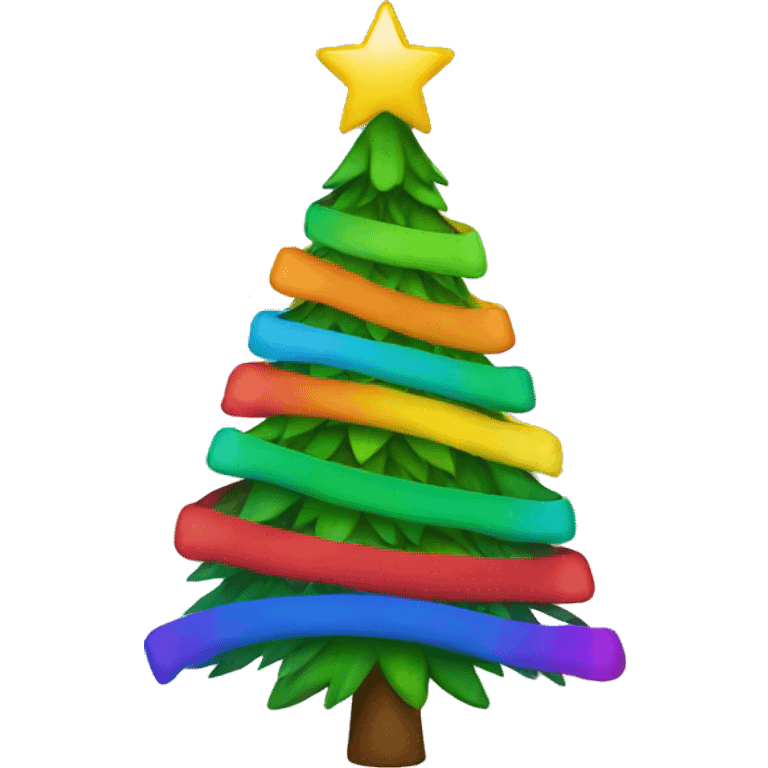 christmas tree with a rainbow on top  emoji