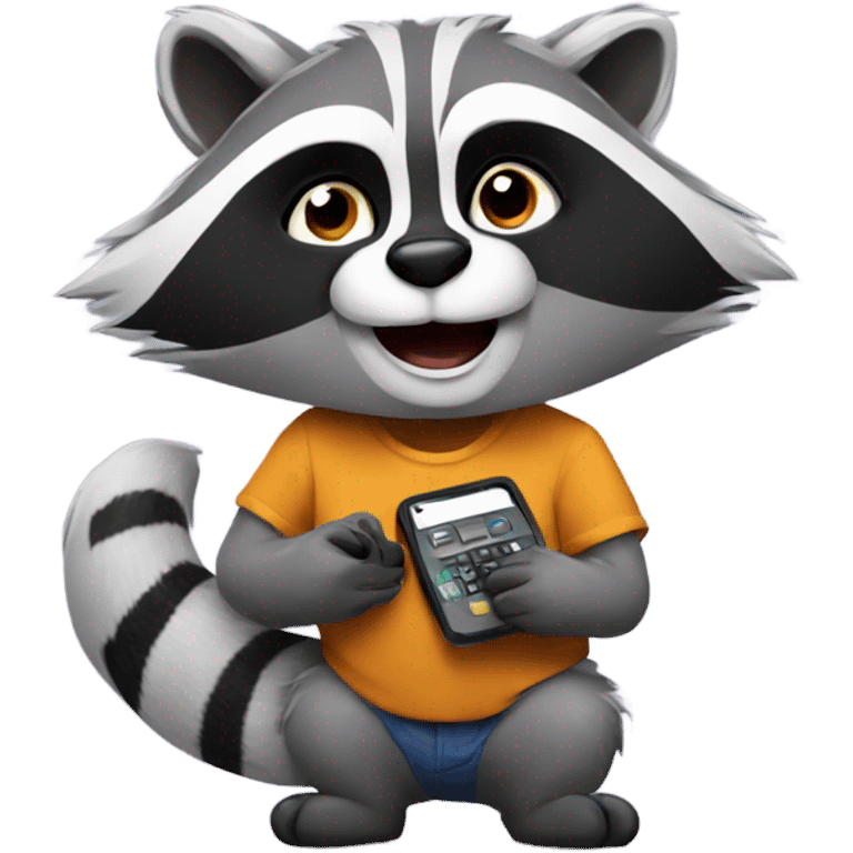 racoon playing phone emoji