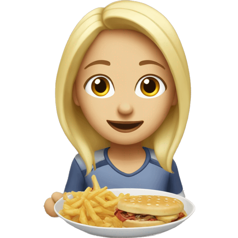 blonde girl sharing food indoors emoji