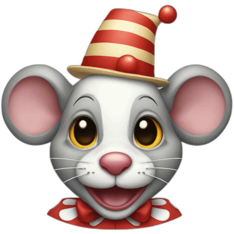 Mouse dressed up as a clown emoji