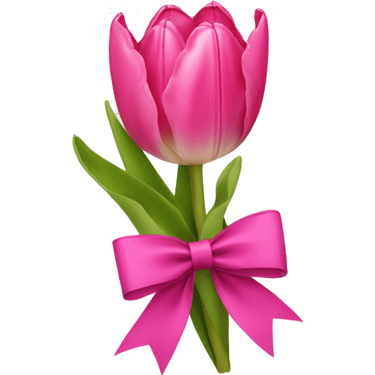 Pink tulips with a bow emoji