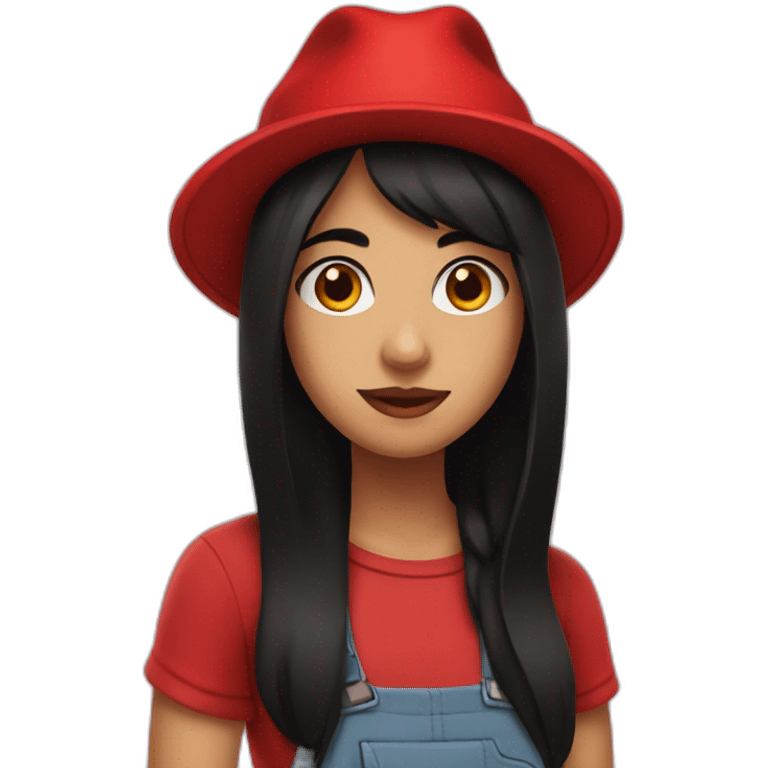 girl in a red hat with black hair emoji