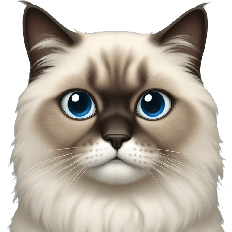 himalayan cat with light blue eyes and change the dark hair on his ears and face to be orange emoji