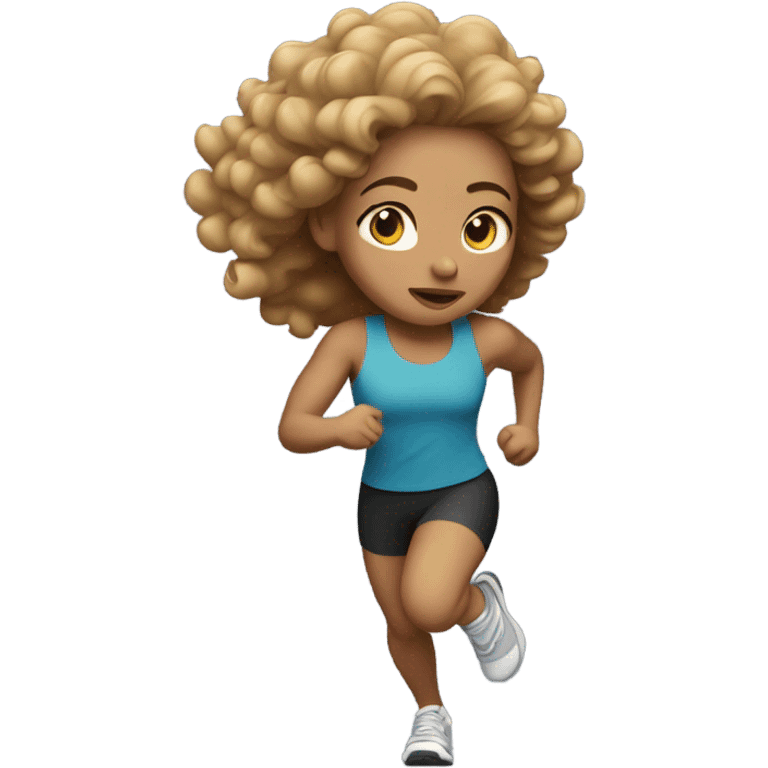 Running woman light skin with curly hair  emoji