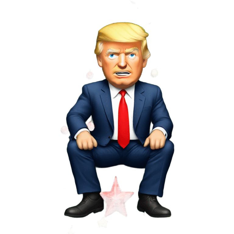 Trump sitting on a Christmas tree emoji