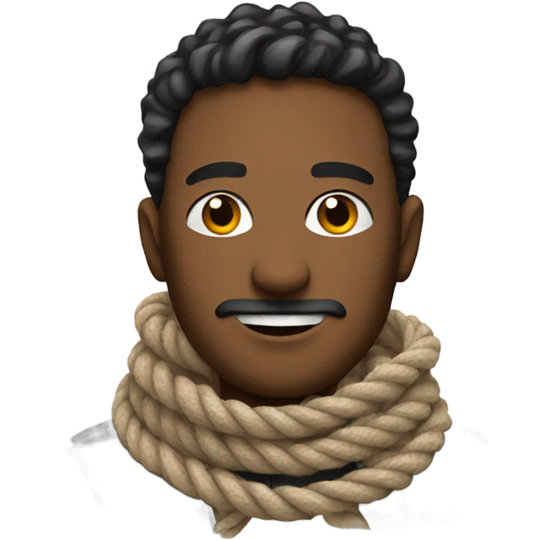 Man wearing a rope scarf emoji