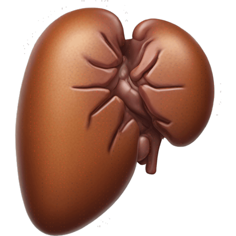 “A realistic image of a human liver, showing its smooth, reddish-brown texture, with clear anatomical details, and subtle shading to highlight its shape and depth.” emoji