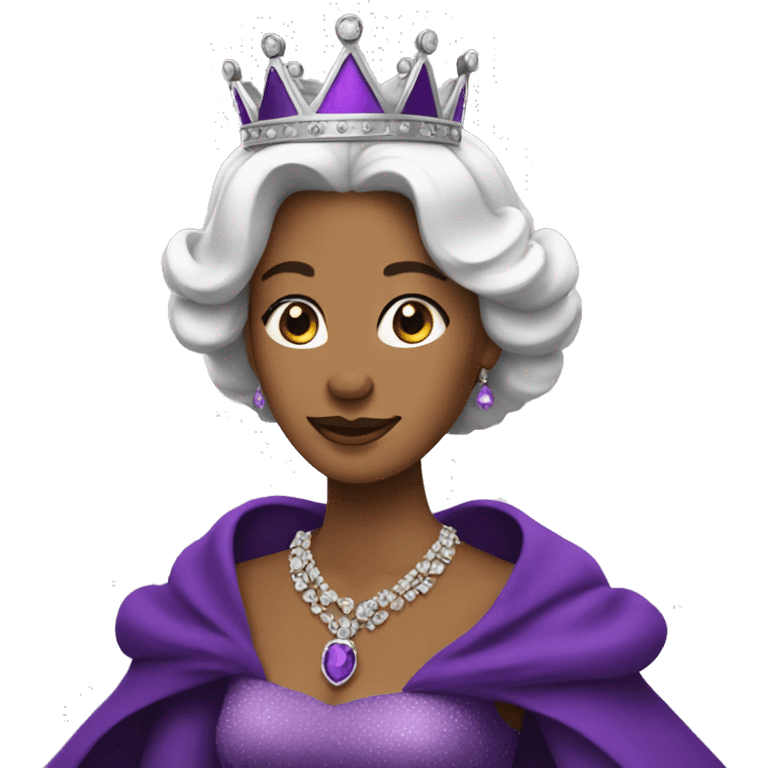 Queen with purple crown and purple gown emoji