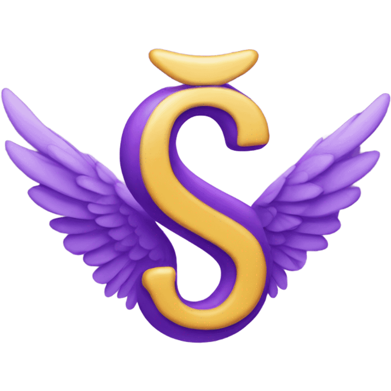 Purple letter S with small wings emoji