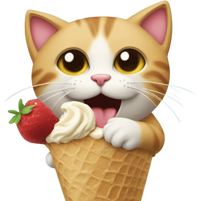 Cat eating ice cream emoji