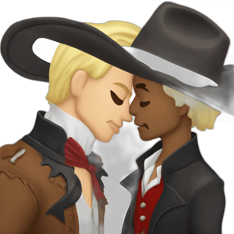 Cowboy kissing male vampire emoji