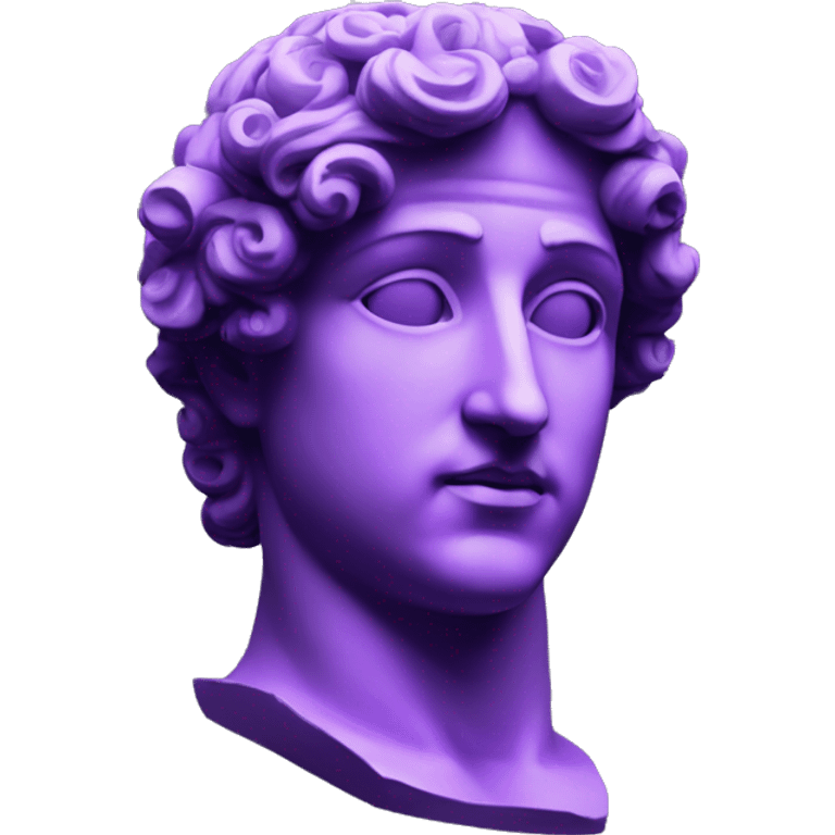 an EMOJI OF A ancient young greek statue, wearing VR headset, purple colors, DIGITAL UNIVERSE emoji