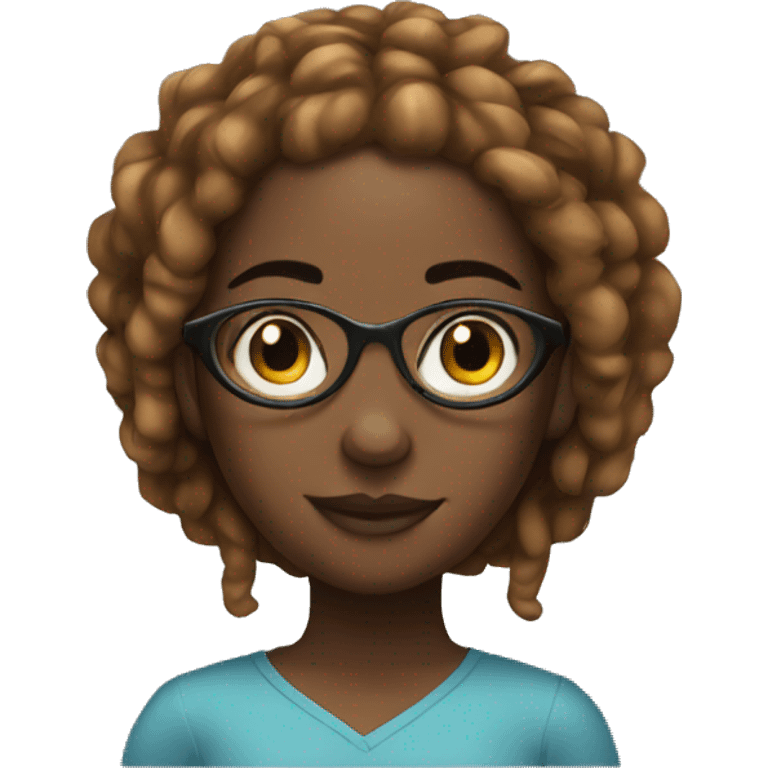 Black girl with freckles , glasses, and locs  emoji