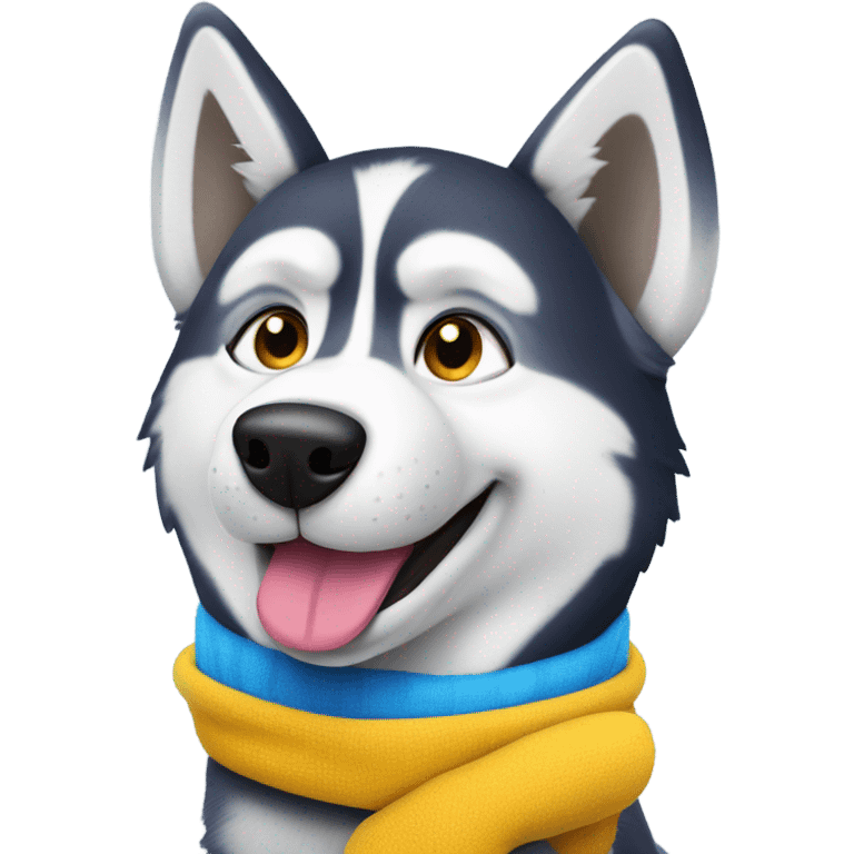 Husky wearing gloves emoji