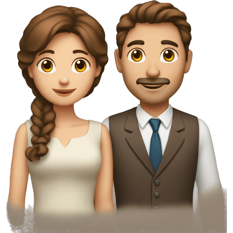 brown hair husband and wife emoji