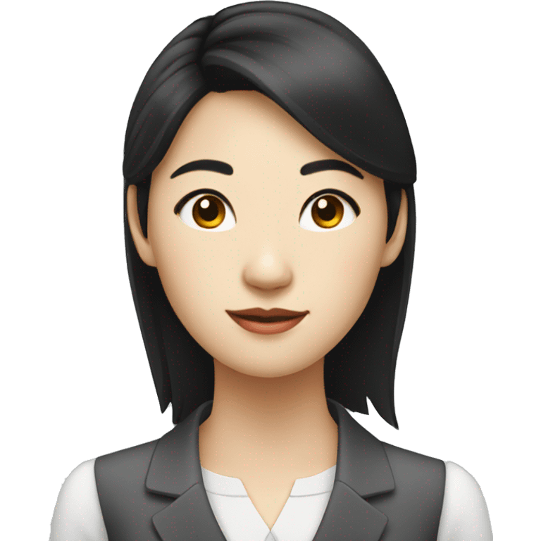 young asian woman office worker with black hair emoji