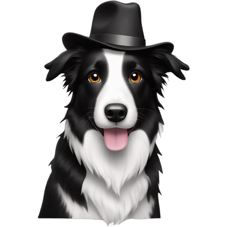 A black and white border collie with a hat on  emoji