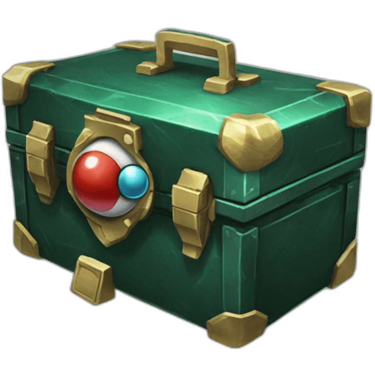 Pokemon Game LootCase Color DarkGreen Rich Treasure Legendary Epic Pokeballs Pokemons and Pokemon Items Inside this have Shiny Glow emoji