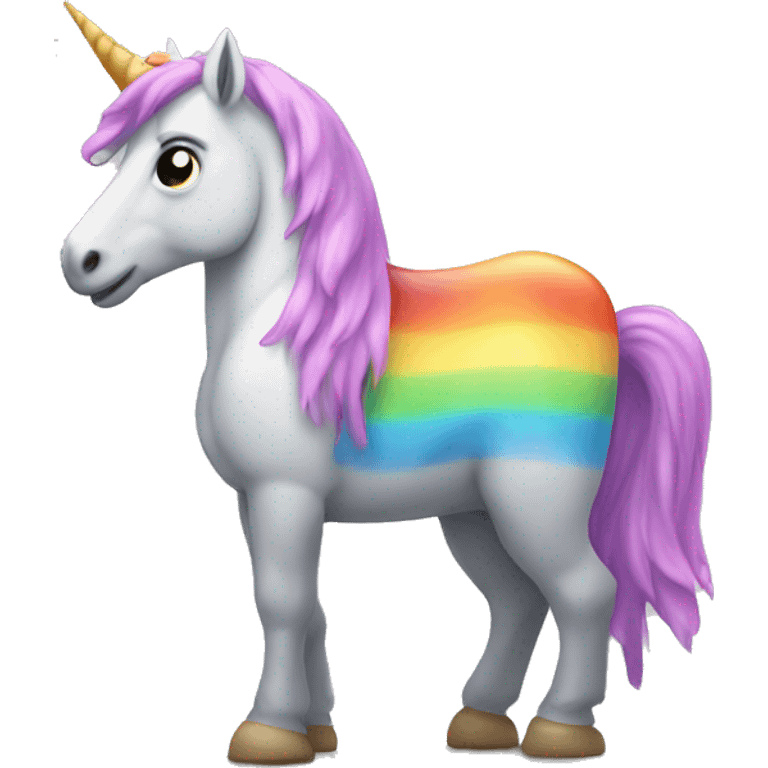 Cheese block with hooves, like a rocky mountain horse, with a rainbow unicorn tail. emoji