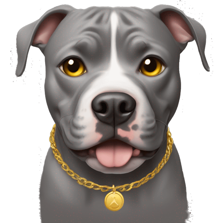 grey pitbull with gold eyes emoji