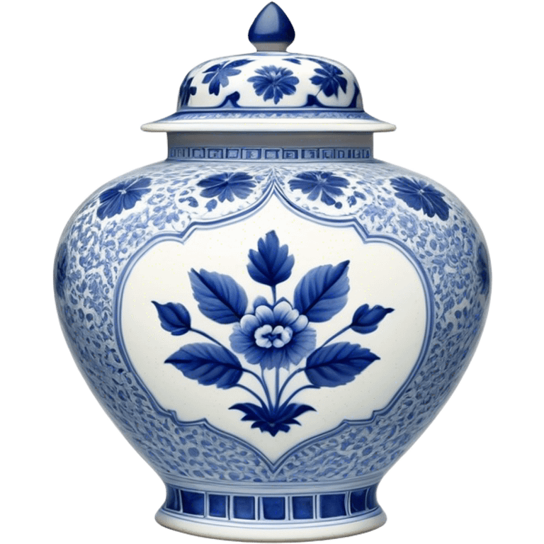 Cinematic Realistic image of exquisite blue and white porcelain, rendered with delicate, intricate patterns and fine textures, showcased against a classic Chinese backdrop with soft, refined lighting emoji