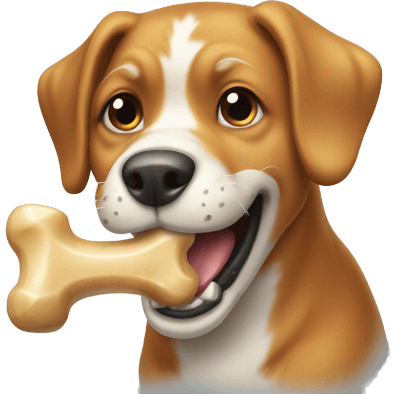 A dog, biting a bone emoji