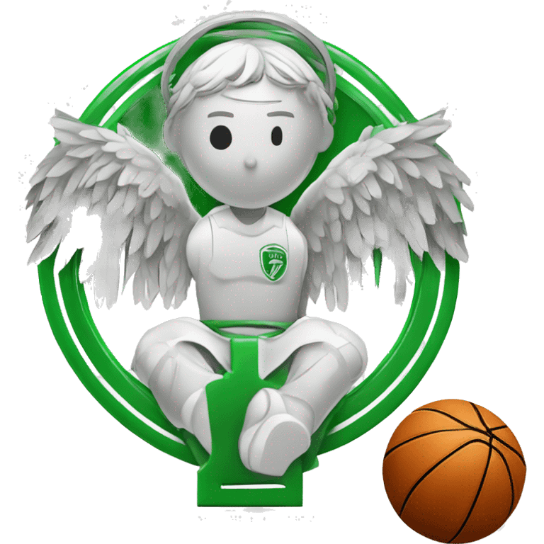 Basketball Club Prievidza logo with angel with cross and ball emoji