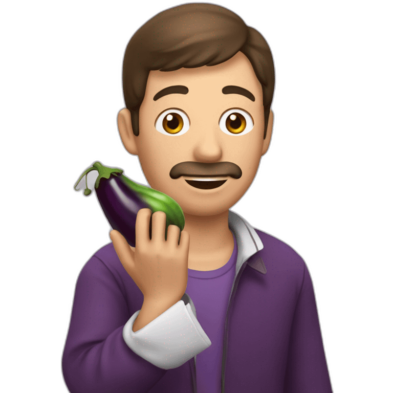 Un homme qui mange une aubergine emoji