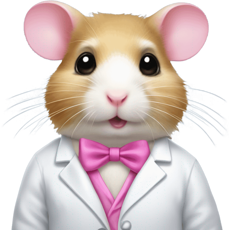 Hamster with pink bow googles and a lab coat emoji